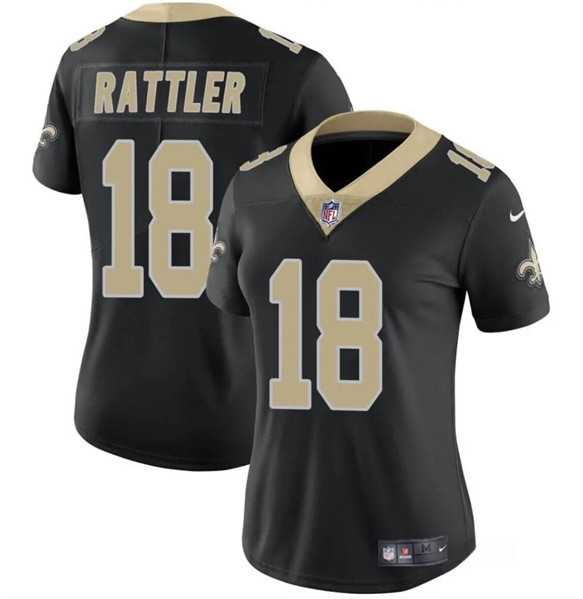 Women%27s New Orleans Saints #18 Spencer Rattler Black Vapor Stitched Game Jersey Dzhi->women nfl jersey->Women Jersey